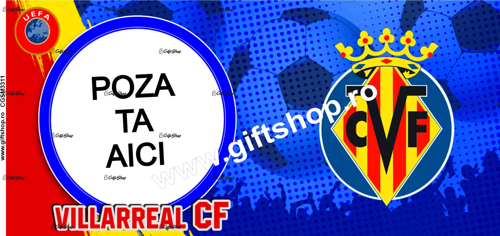 Villarreal cf, cana personalizata cu poza, model 3311